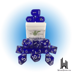 SET OF 15 DICE: TRANSLUCENT DARK BLUE/WHITE - ARCH D4